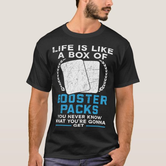 人生はブースターパックの箱のようなものであるTCG取引Ca Tシャツ (正面)