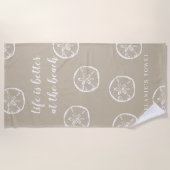 人生はベージュ·アンド·ドルビーチの方が良い ビーチタオル (正面)