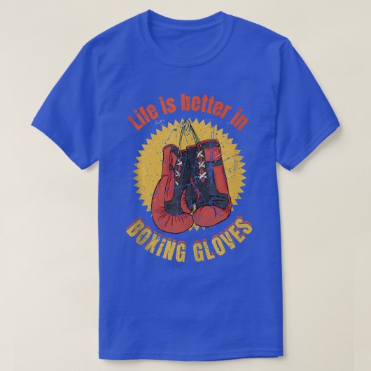 人生はボクシング手袋のおもしろいヴィンテージ Tシャツ (デザイン正面)