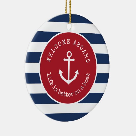 人生はボートの上で良いクリスマスの装飾 セラミックオーナメント (右)