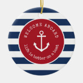 人生はボートの上で良いクリスマスの装飾 セラミックオーナメント (正面)
