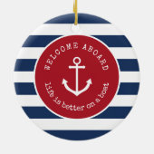 人生はボートの上で良いクリスマスの装飾 セラミックオーナメント (裏面)