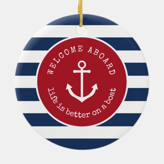 人生はボートの上で良いクリスマスの装飾 セラミックオーナメント (裏面)