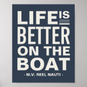 人生はボート上で良いカスタムボート名プリント ポスター (正面)
