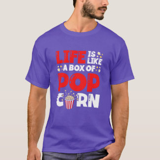 人生はポップコーンの箱のようなもの ポップコーンフードie ポップコーン好き tシャツ