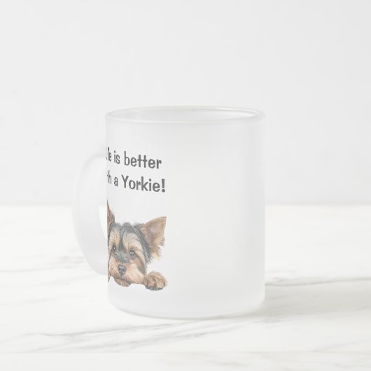 人生はヨークシャーテリア フロストグラスマグカップ (正面左)