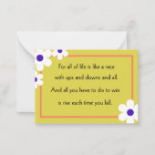 人生はレース引用文のノートカードのようなものだ ノートカード (正面)