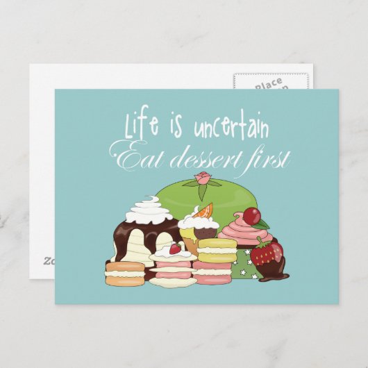 人生は不確かなもの、まずはデザートを ポストカード (正面/裏面)
