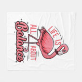 人生は全てバランスのフラミンゴおもしろいだ フリースブランケット (正面(横))