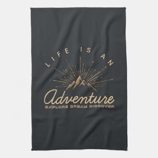人生は冒険であり、夢を探索 キッチンタオル (縦)