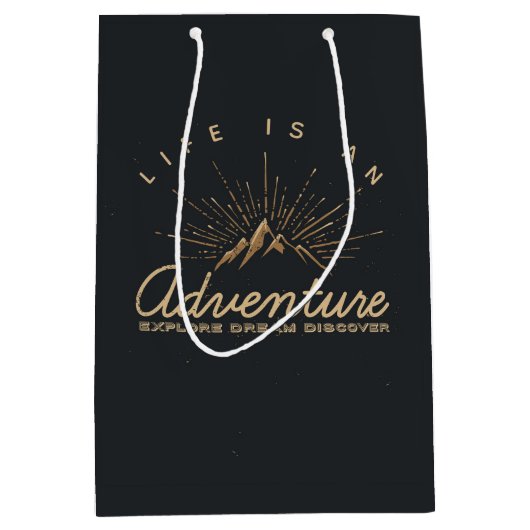 人生は冒険であり、夢を探索 ミディアムペーパーバッグ (正面)