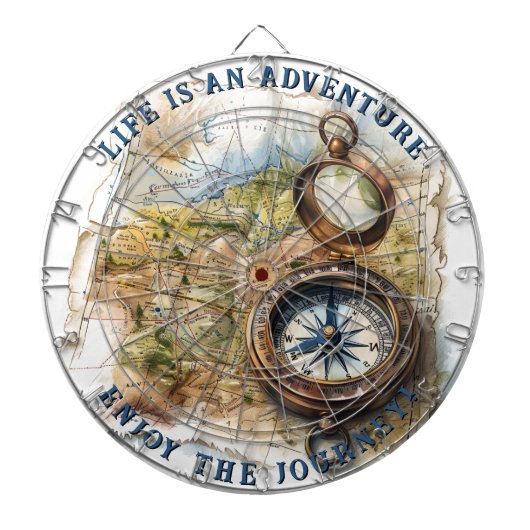 人生は冒険である(場合なし)パーソナライズされたヴィンテージ ダーツボード (正面)