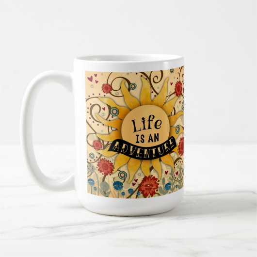 人生は冒険のインスパイア引用文 コーヒーマグカップ (左)