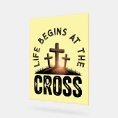 人生は十字架から始まる アクリルサイン (傾斜)