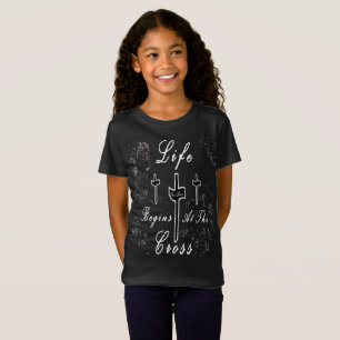 人生は十字架から始まる Tシャツ