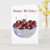 人生は単なるボウルさくらんぼ誕生日 カード (黄色い花)