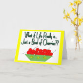 人生は単なるボウルのさくらんぼ-ヴィンテージことわざ カード (黄色い花)