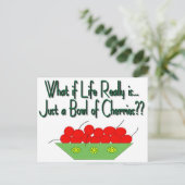 人生は単なるボウルのさくらんぼ-ヴィンテージことわざ ポストカード (スタンド正面)