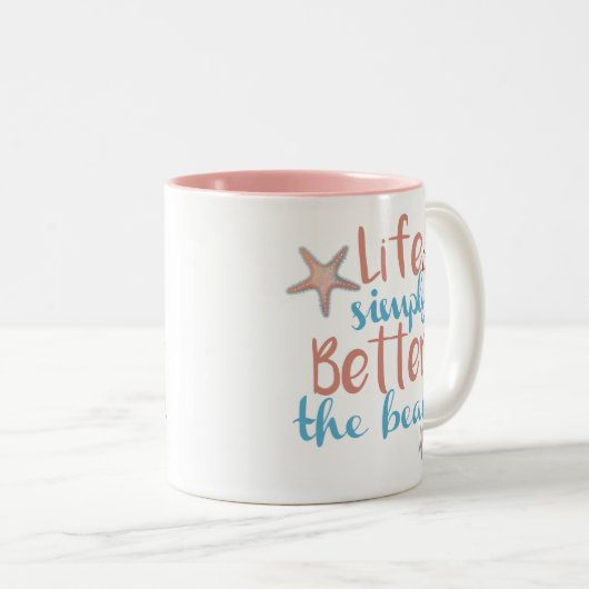人生は単にビーチのマグカップで良い ツートーンマグカップ (正面右)