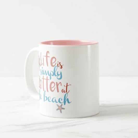 人生は単にビーチのマグカップで良い ツートーンマグカップ (正面左)