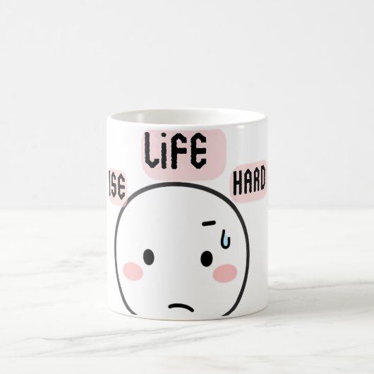 人生は厳しいけど笑える コーヒーマグカップ (中央)