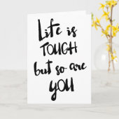 人生は厳しい書モダン道グリーティングカード カード (黄色い花)