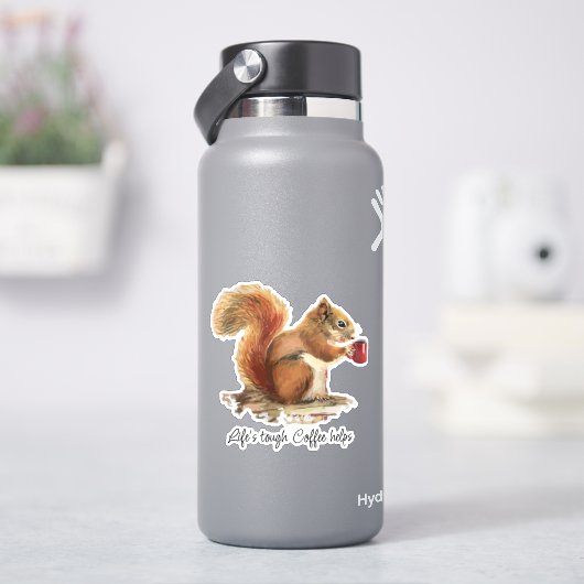 人生は厳しい、コーヒーはストレスを感じるリスを助ける シール (HydroFlask)