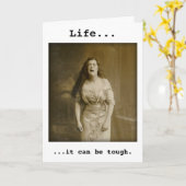 人生は厳しい – 悔やみや弔慰、女ビクトリアン性泣き叫び カード (黄色い花)