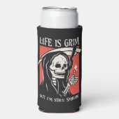 人生は厳しく厳しおもしろいい痛烈なおもしろい皮肉なプン スリム缶クーラー (Seltzer正面)