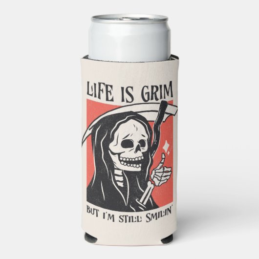 人生は厳しく厳しおもしろいい痛烈なおもしろい皮肉なプン スリム缶クーラー (Seltzer正面)