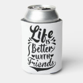 人生は友達と良いキュートベスティーBFF引用文 缶クーラー (缶裏面)