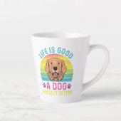 人生は善い、犬は良い カフェラテマグ (右)