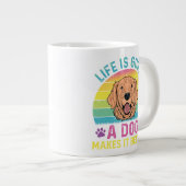 人生は善い、犬は良い ジャンボコーヒーマグカップ (正面右)