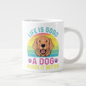 人生は善い、犬は良い ジャンボコーヒーマグカップ (右)