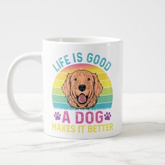 人生は善い、犬は良い ジャンボコーヒーマグカップ (左)