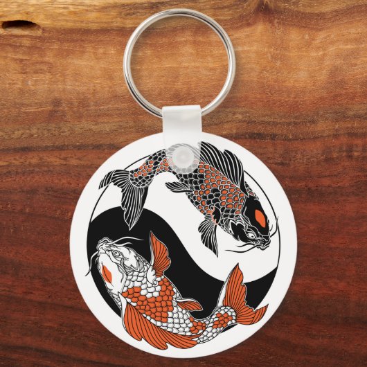 人生は均衡に近い。2つのコイと陰陽記号 キーホルダー (正面)