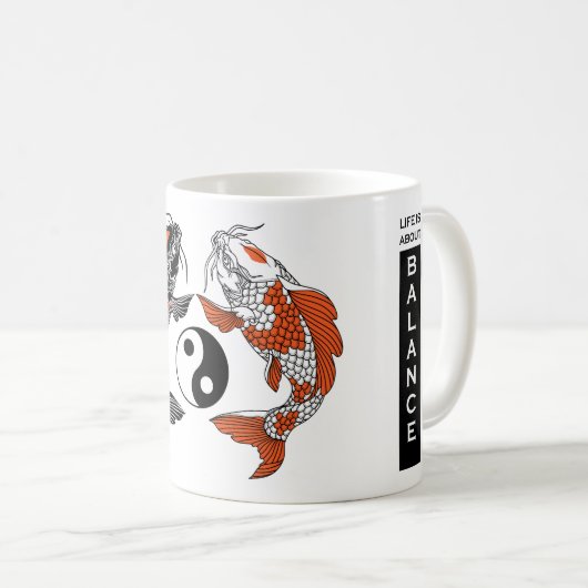 人生は均衡に近い。2つのコイと陰陽記号 コーヒーマグカップ (正面右)