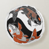 人生は均衡に近い。2つのコイと陰陽記号 ラウンドクッション (裏面)