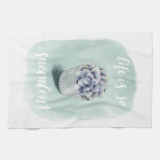 人生は多肉食だ キッチンタオル (横)