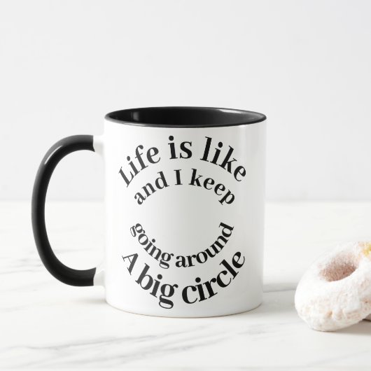 人生は大きな円 Funny Typography コーヒー マグカップ (ドーナツ)