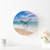 人生は大きな時計でビーチが良い ラージ壁時計 (ホーム)