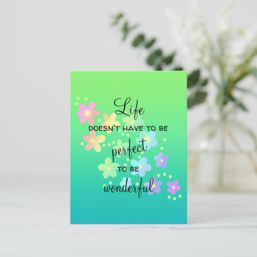 人生は完璧でなくても素晴らしい レインボーポストカード ポストカード (スタンド正面)