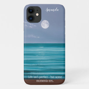 人生は完璧な月の海の上に上昇ティール（緑がかった色）ではない iPhone 11 ケース