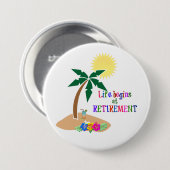 人生は定年から始まる、熱帯ビーチ 缶バッジ (正面&裏面)