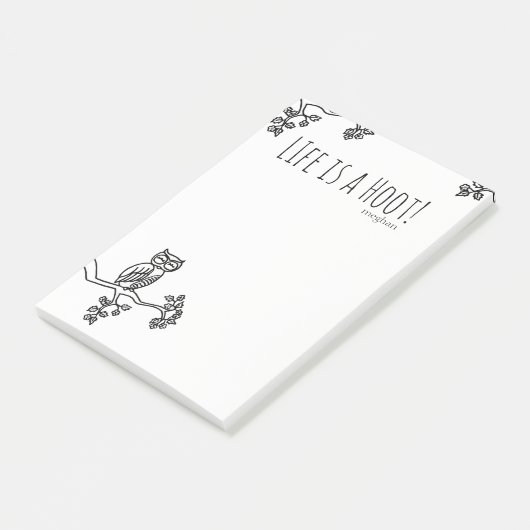 人生は宝だ！かわいいフクロウに名前を付ける白黒 ポストイット (アングル)