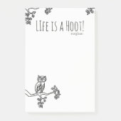 人生は宝だ！かわいいフクロウに名前を付ける白黒 ポストイット (正面)