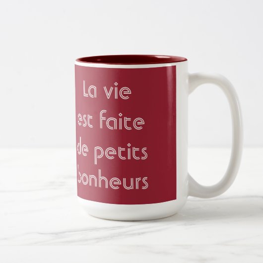 人生は小さな喜びでできている フランス語の名言 ツートーンマグカップ (右)