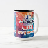 "人生は常に美しい大切さ"マグカップ ツートーンマグカップ (正面右)