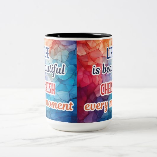 "人生は常に美しい大切さ"マグカップ ツートーンマグカップ (中央)