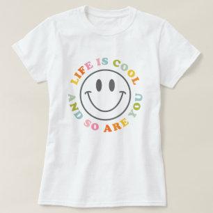 人生は幸せにほほカッコいい笑む顔絵文字 Tシャツ
